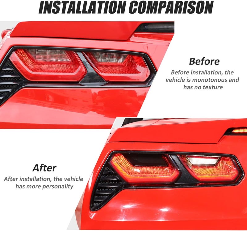 JONKOKO ABS Black Rear Tail Light Lens Taillight Kit Fit for Chevrolet Corvette C7 2014-2019 Car Exterior Taillight Protection Cover Accessories (Style B) - Image 2